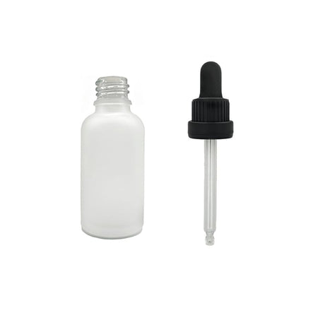 30ml Frosted Clear Glass Dropper Bottle with Black Tamper Evident Dropper (Type III)