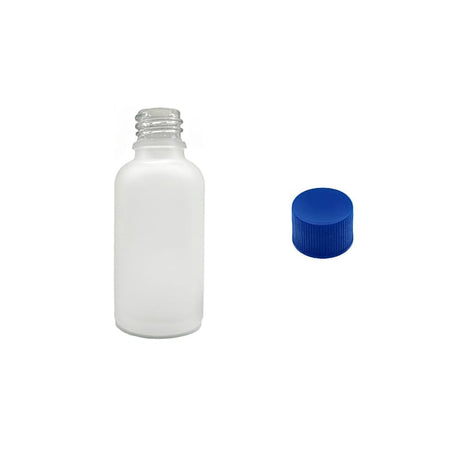 30ml Frosted Clear Glass Dropper Bottle with Blue PP Wadded Cap DIN 18mm