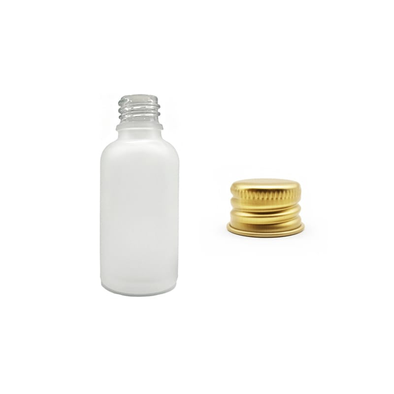 30ml Frosted Clear Glass Dropper Bottle with Gold Aluminium Cap