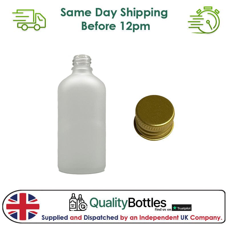 30ml Frosted Clear Glass Dropper Bottle with Gold DIN18 Cap - Pack of 12