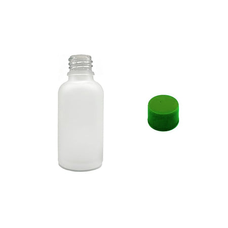 30ml Frosted Clear Glass Dropper Bottle with Green PP Wadded Cap DIN 18mm