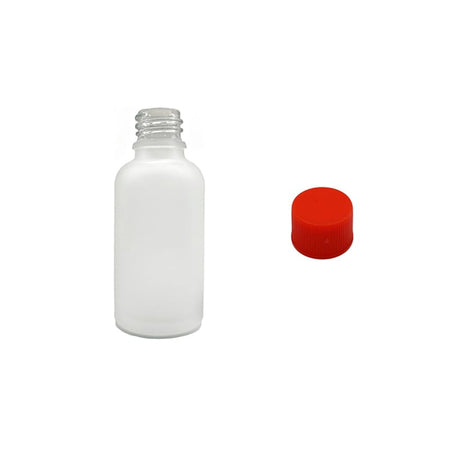 30ml Frosted Clear Glass Dropper Bottle with Red PP Wadded Cap DIN 18mm