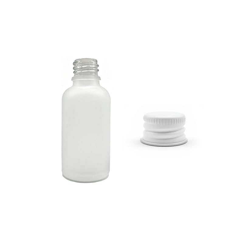 30ml Frosted Clear Glass Dropper Bottle with White Aluminium Cap