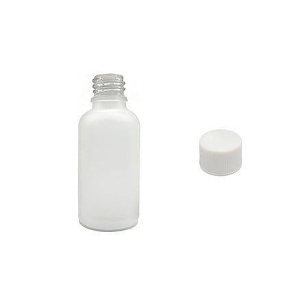 30ml Frosted Clear Glass Dropper Bottle with White PP Wadded Cap DIN 18mm