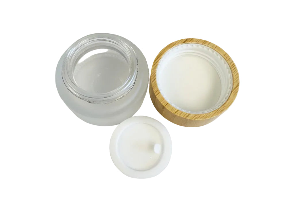 30ml Frosted Glass Jar with Bamboo Lid