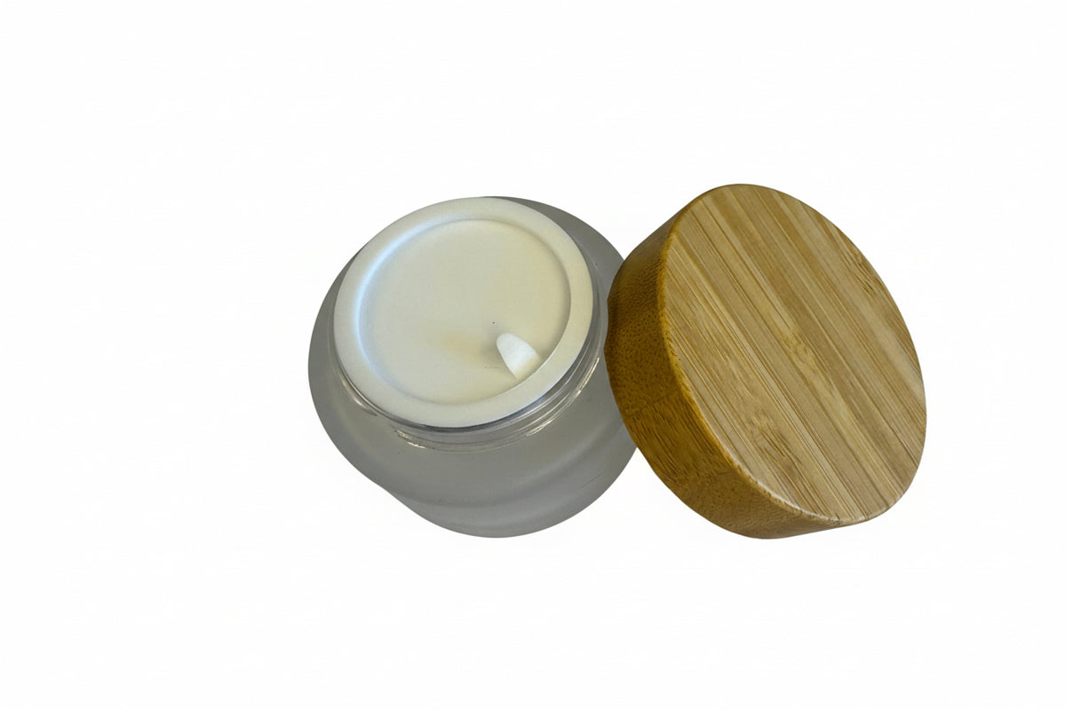 30ml Frosted Glass Jar with Bamboo Lid