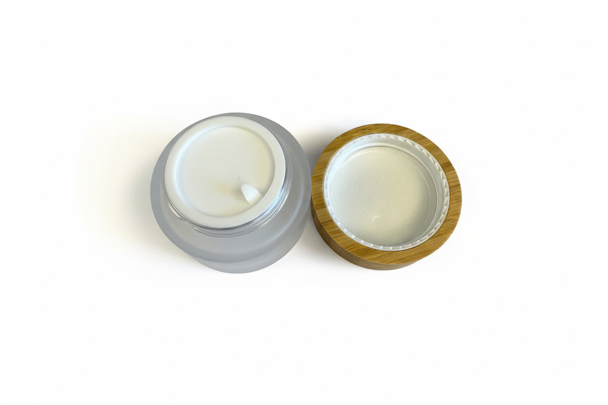 30ml Frosted Glass Jar with Bamboo Lid