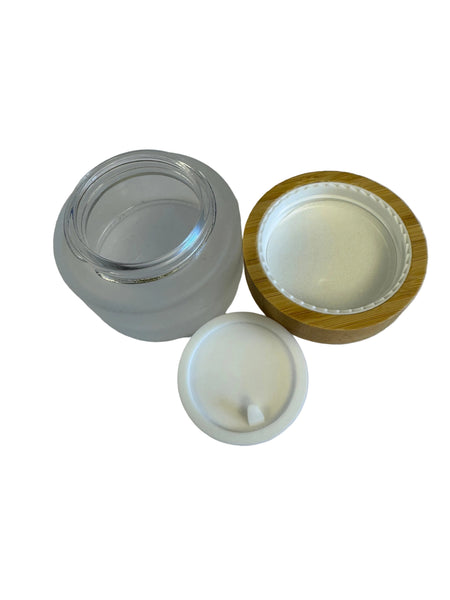 30ml Frosted Glass Jar with Bamboo Lid