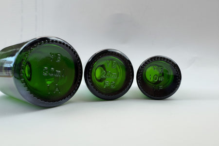 30ml Green Glass Dropper Bottle with 0.6mm Dripper Insert and Tamper Evident Black Cap (Type III)
