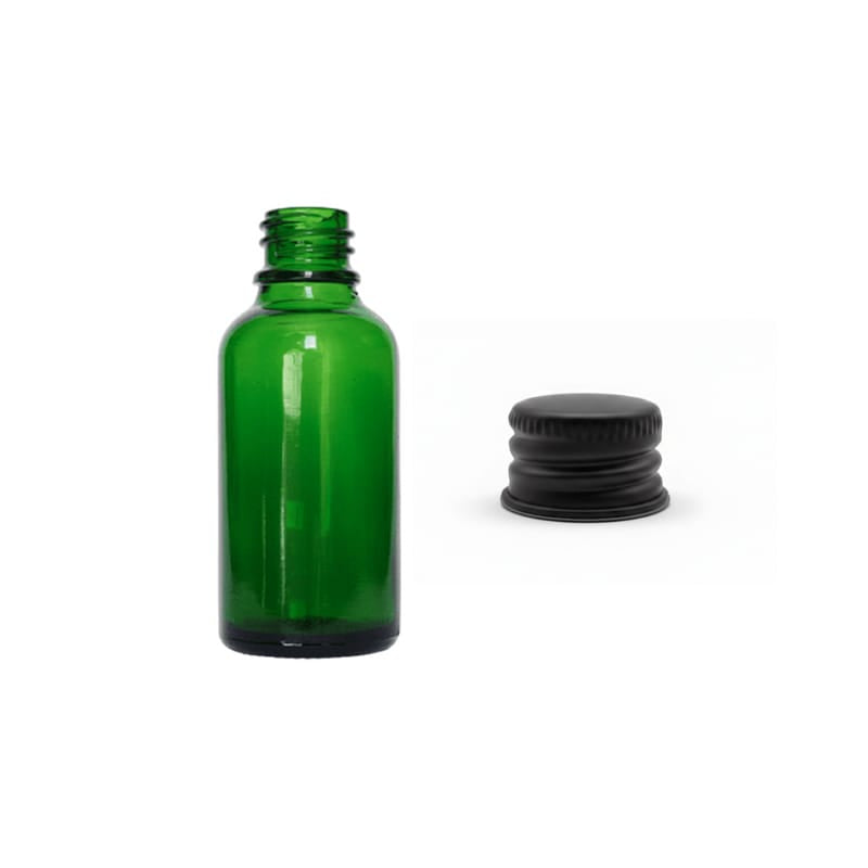30ml Green Glass Dropper Bottle with Black Aluminium Cap