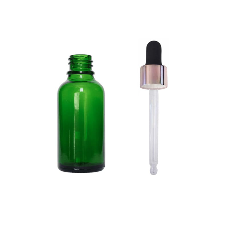 30ml Green Glass Dropper Bottle with Black & Rose Gold Dropper