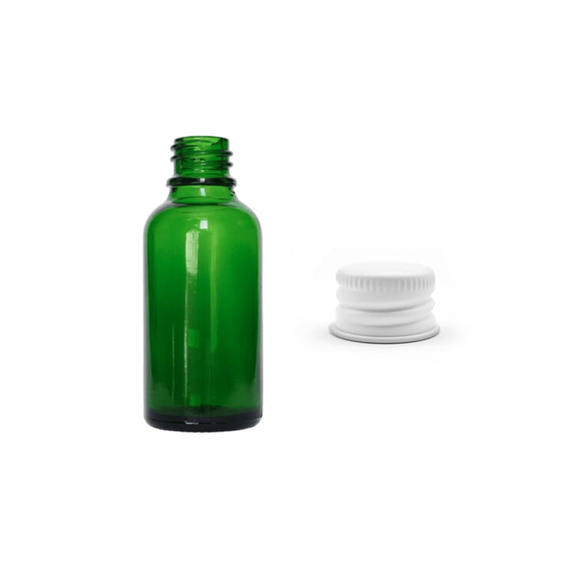 30ml Green Glass Dropper Bottle with White Aluminium Cap