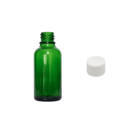 30ml Green Glass Dropper Bottle with White PP Wadded Cap DIN 18mm