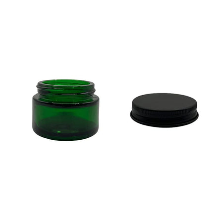 30ml Green Glass Jar With Matte Black Aluminium Lid