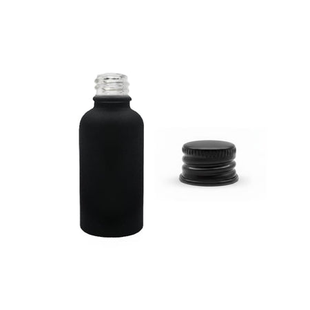 30ml Matte Black Glass Dropper Bottle with Black Anodised Aluminium Cap