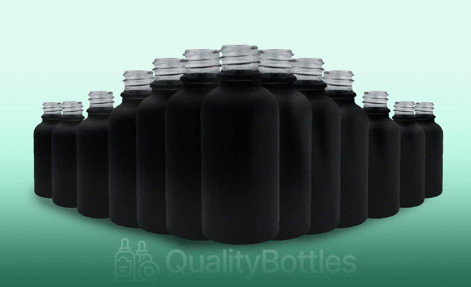 30ml Matte Black Glass Dropper Bottle with Black DIN18 Cap - Pack of 12
