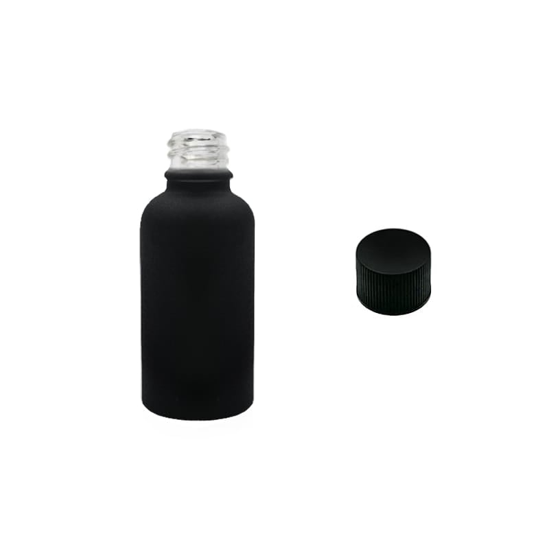 30ml Matte Black Glass Dropper Bottle with Black PP Wadded Cap DIN 18mm