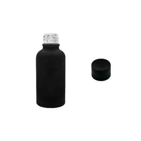 30ml Matte Black Glass Dropper Bottle with Black PP Wadded Cap DIN 18mm