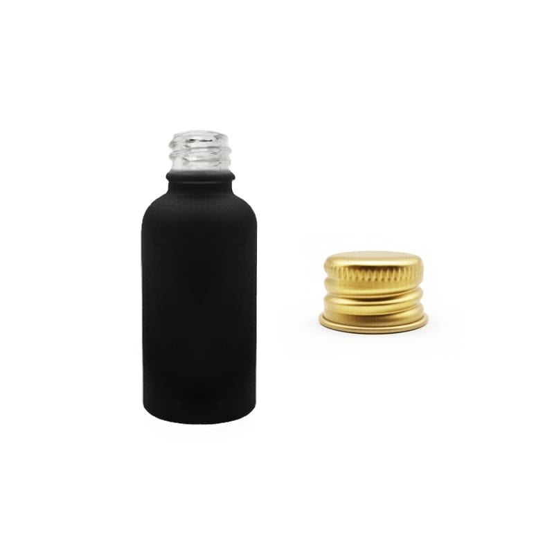 30ml Matte Black Glass Dropper Bottle with Gold Aluminium Cap