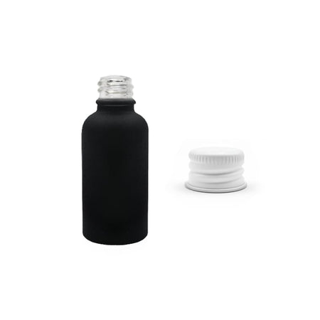 30ml Matte Black Glass Dropper Bottle with White Aluminium Cap