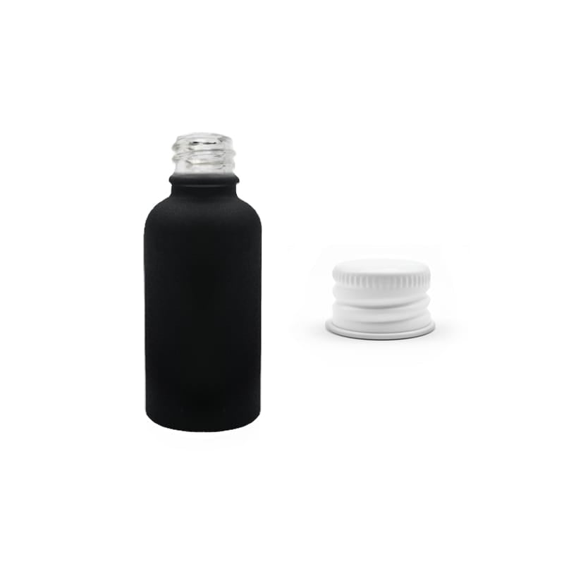 30ml Matte Black Glass Dropper Bottle with White Aluminium Cap
