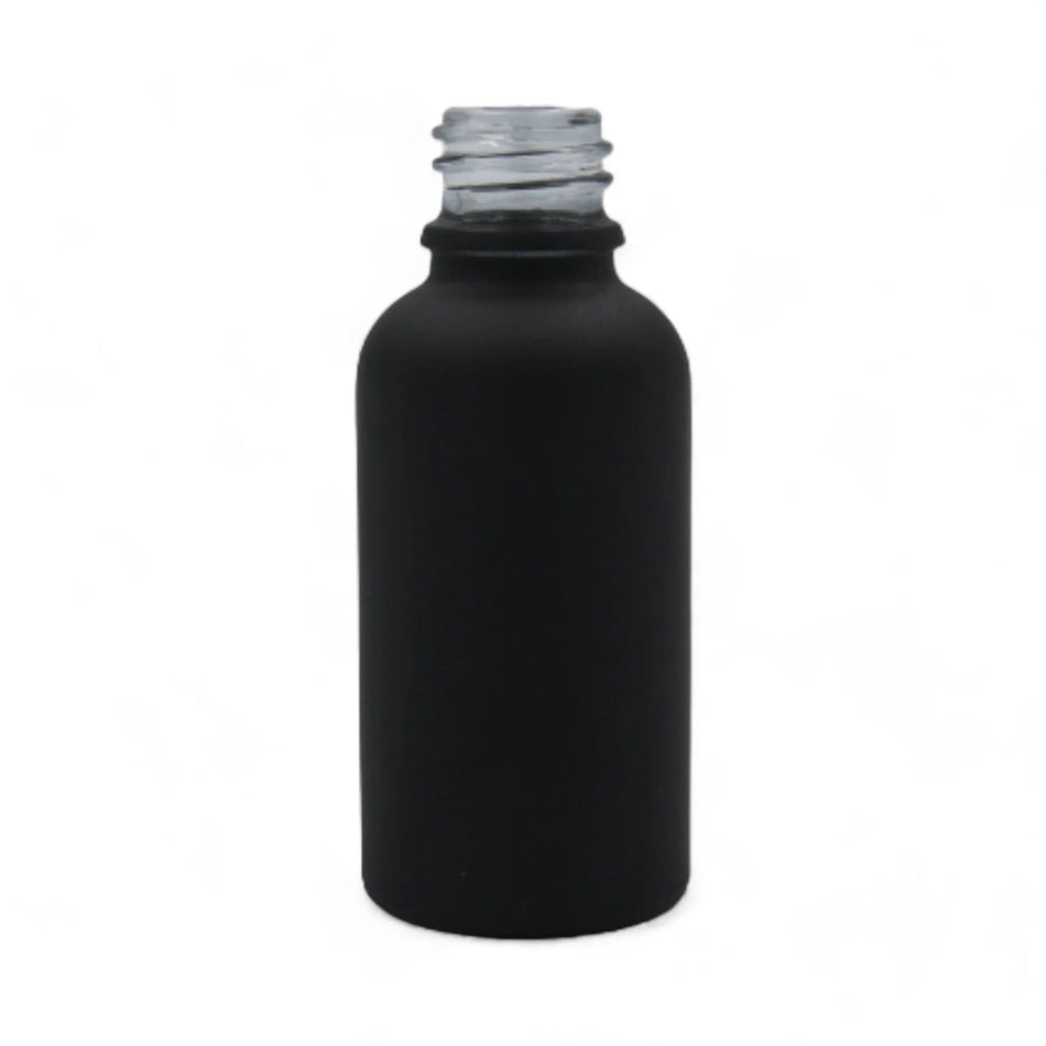 30ml Matte Black Glass Dropper Bottle with White Tamper Evident Dropper (Type III)