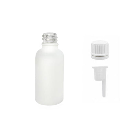 30ml Matte White Glass Dropper Bottle with 0.6mm Dripper Insert and Tamper Evident White Cap (Type II)