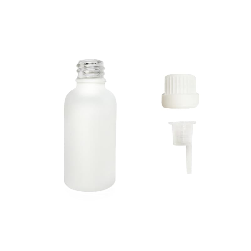 30ml Matte White Glass Dropper Bottle with 0.6mm Dripper Insert and Tamper Evident White Cap (Type III)
