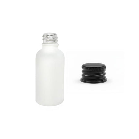 30ml Matte White Glass Dropper Bottle with Black Anodised Aluminium Cap
