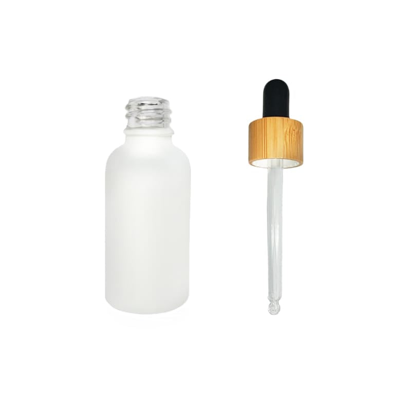 30ml Matte White Glass Dropper Bottle with Black Bamboo Dropper