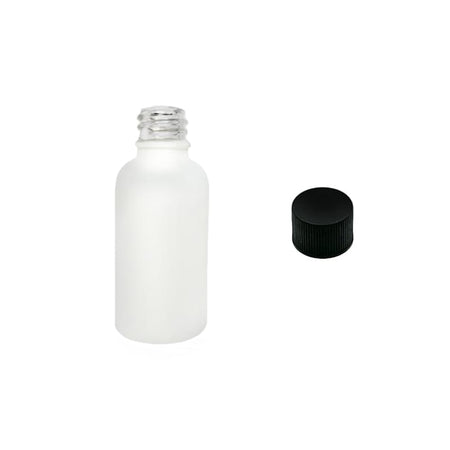 30ml Matte White Glass Dropper Bottle with Black PP Wadded Cap DIN 18mm