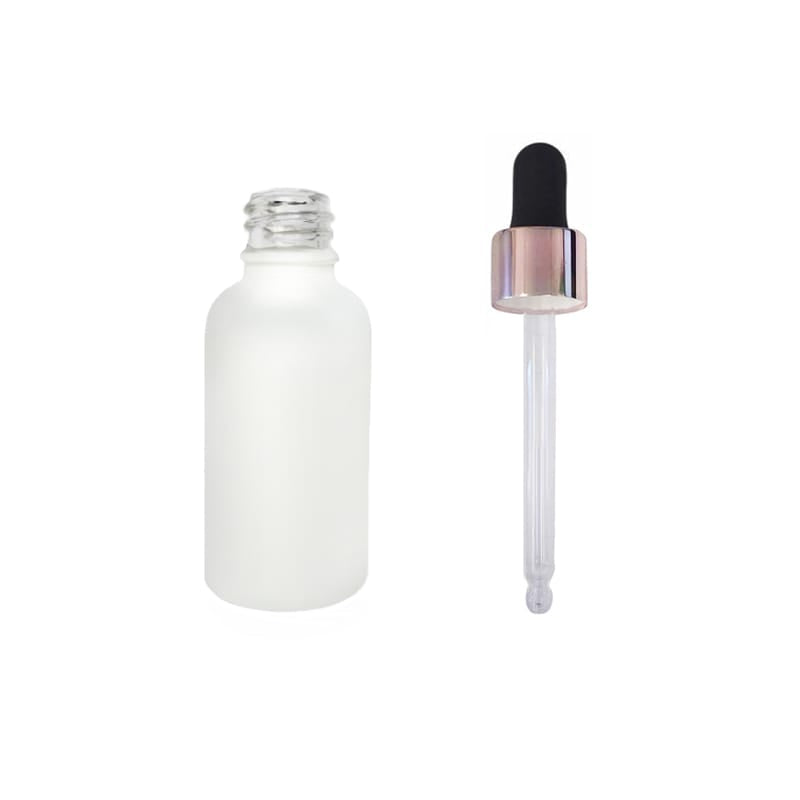 30ml Matte White Glass Dropper Bottle with Black & Rose Gold Dropper