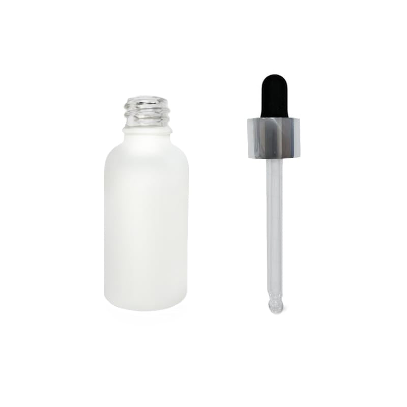 30ml Matte White Glass Dropper Bottle with Black & Silver Dropper