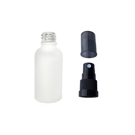 30ml Matte White Glass Dropper Bottle with Black Tamper Evident Atomiser and Smoke Tinted Over Cap (Type III)