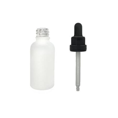 30ml Matte White Glass Dropper Bottle with Black Tamper Evident Dropper (Type III)