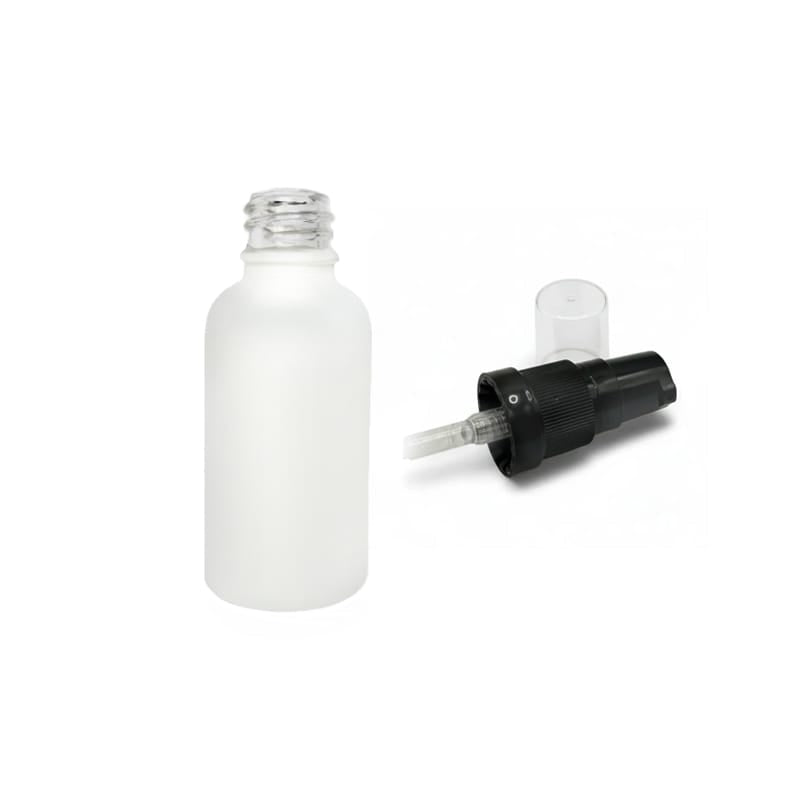 30ml Matte White Glass Dropper Bottle with Black Tamper Evident Lotion Pump and Clear Over Cap (Type III)