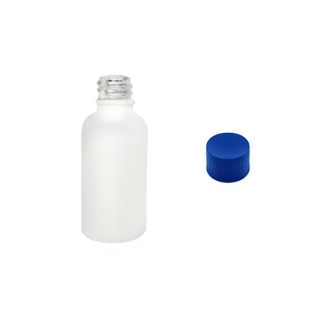 30ml Matte White Glass Dropper Bottle with Blue PP Wadded Cap DIN 18mm