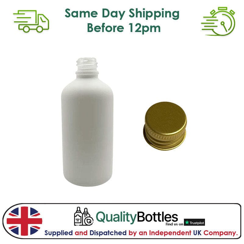 30ml Matte White Glass Dropper Bottle with Gold DIN18 Cap - Pack of 12