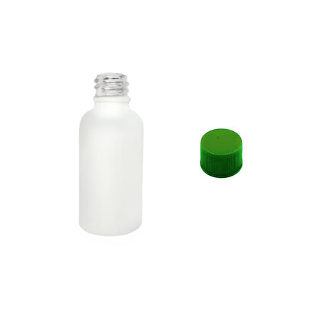 30ml Matte White Glass Dropper Bottle with Green PP Wadded Cap DIN 18mm