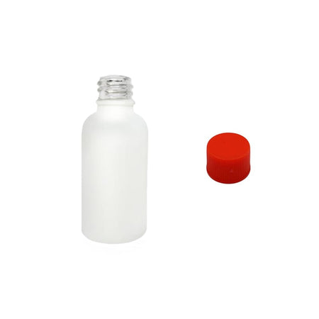 30ml Matte White Glass Dropper Bottle with Red PP Wadded Cap DIN 18mm