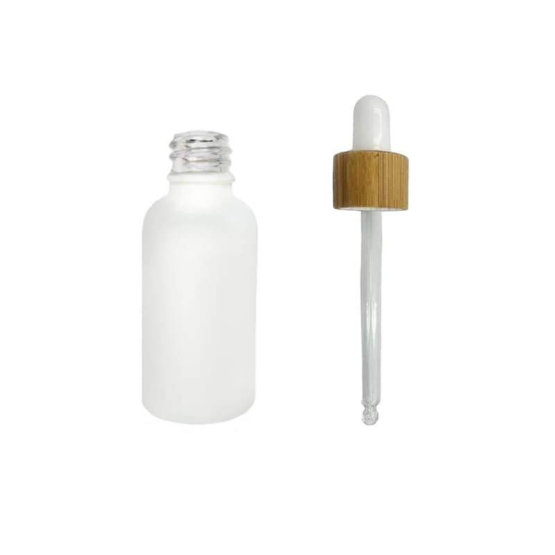 30ml Matte White Glass Dropper Bottle with White Bamboo Dropper