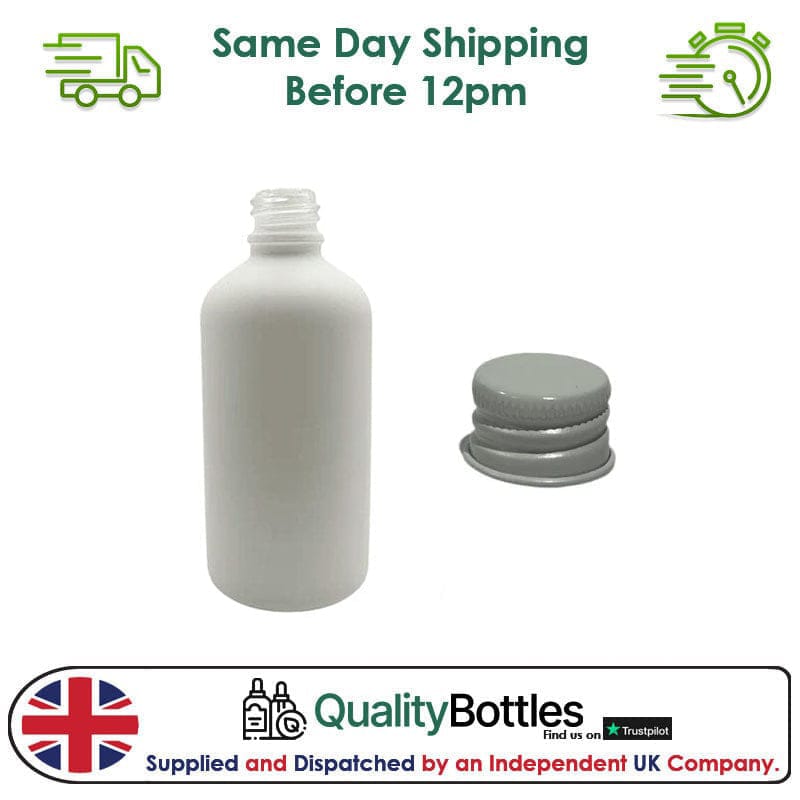 30ml Matte White Glass Dropper Bottle with White DIN18 Cap - Pack of 12