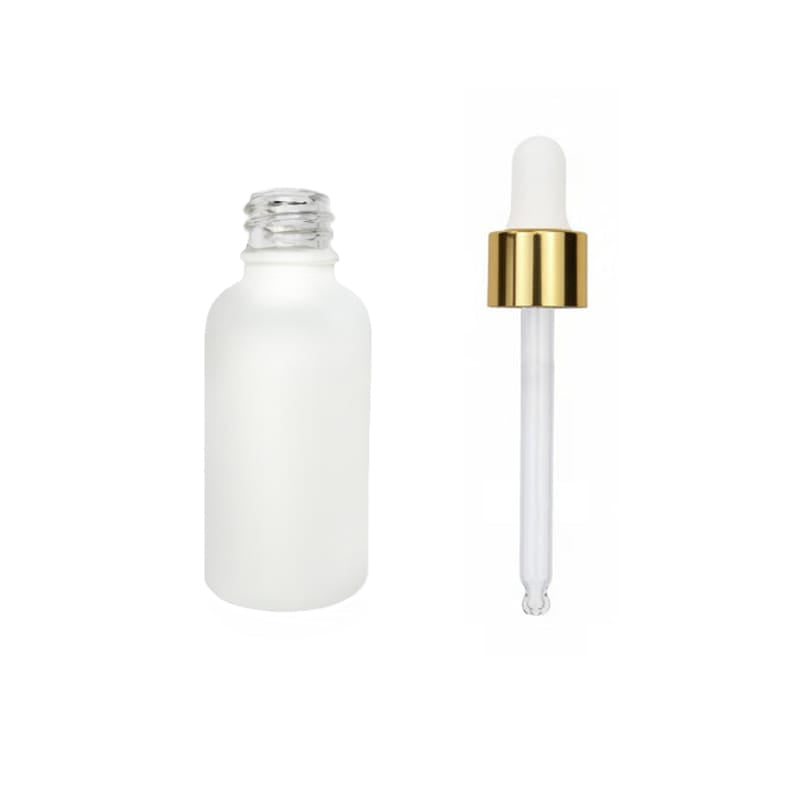 30ml Matte White Glass Dropper Bottle with White & Gold Dropper