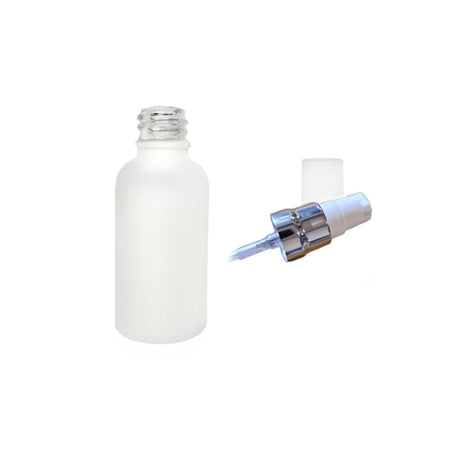 30ml Matte White Glass Dropper Bottle with White Lotion Pump with Silver Collar and Clear Over Cap