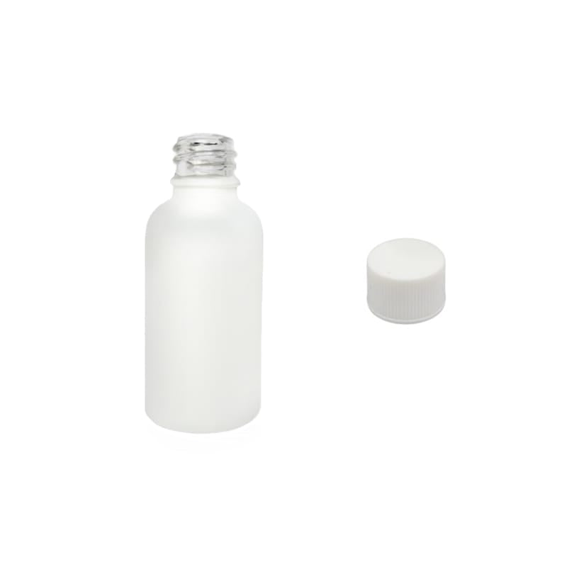 30ml Matte White Glass Dropper Bottle with White PP Wadded Cap DIN 18mm