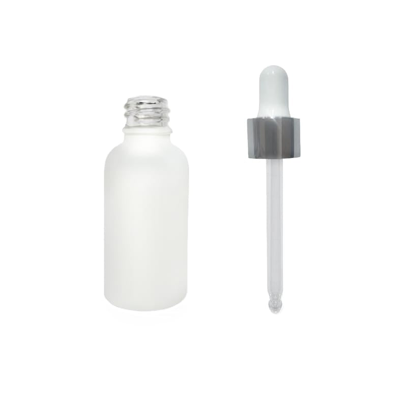 30ml Matte White Glass Dropper Bottle with White & Silver Dropper