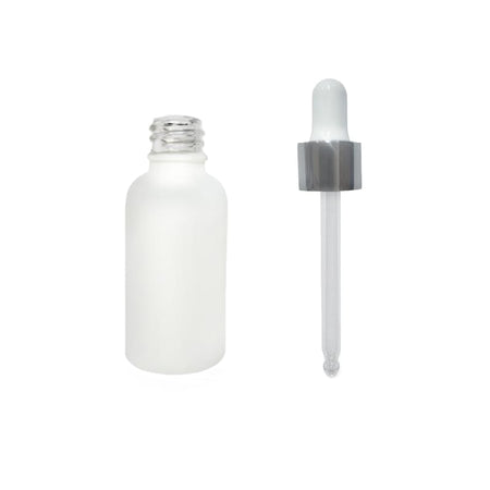 30ml Matte White Glass Dropper Bottle with White & Silver Dropper