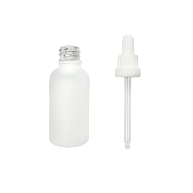 30ml Matte White Glass Dropper Bottle with White Tamper Evident Dropper (Type III)