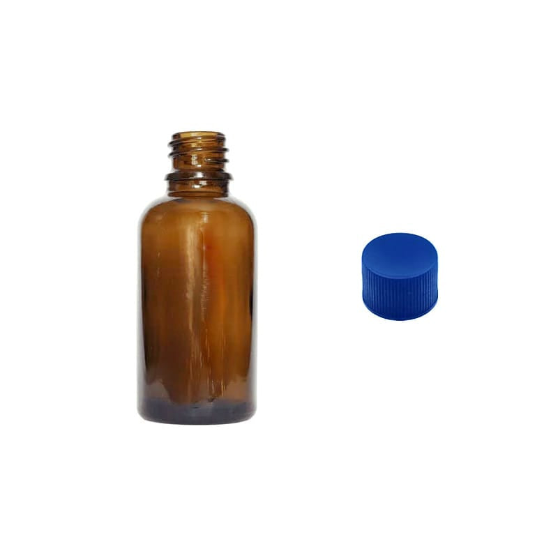 30ml Premium Amber Glass Dropper Bottle with Blue PP Wadded Cap DIN 18mm