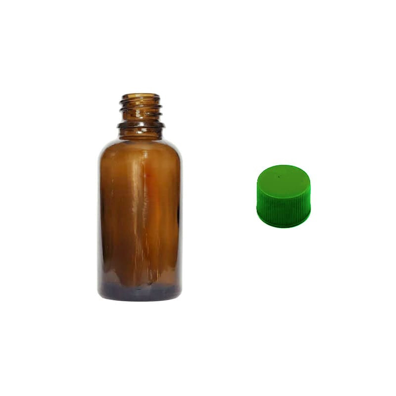 30ml Premium Amber Glass Dropper Bottle with Green PP Wadded Cap DIN 18mm